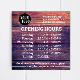 Poster Heures d'ouverture d'entreprise avec logo et texte