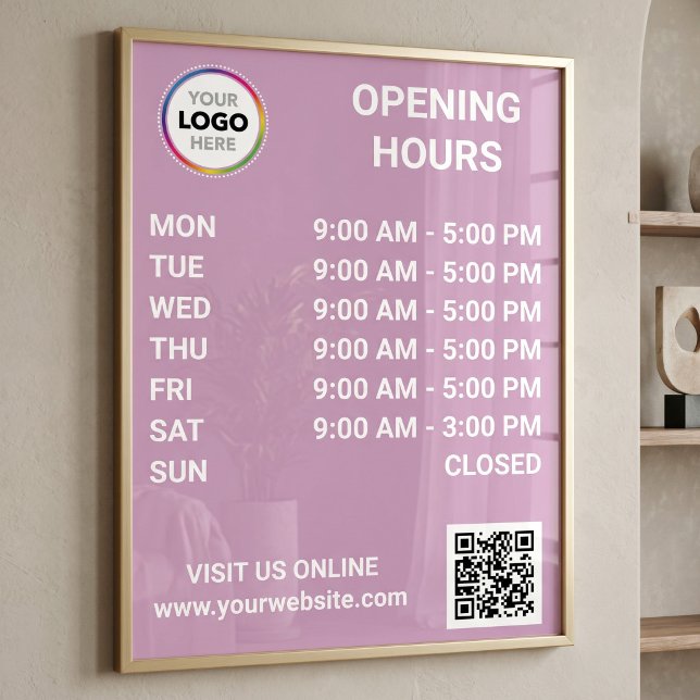 Poster Heures d'ouverture du magasin avec logo + code QR  (Créateur téléchargé)