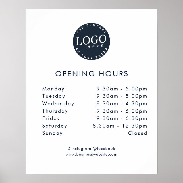 Poster Heures d'ouverture du magasin du logo de l'entrepr (Devant)