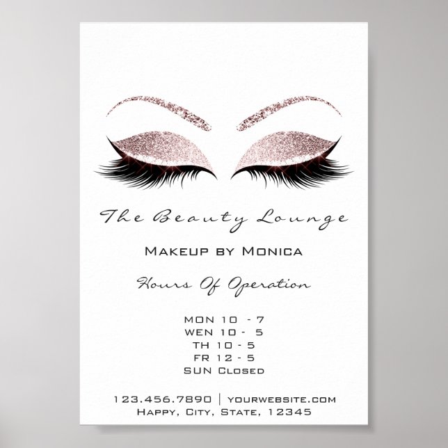 Poster Heures d'ouverture Salon de beauté Parties scintil (Devant)