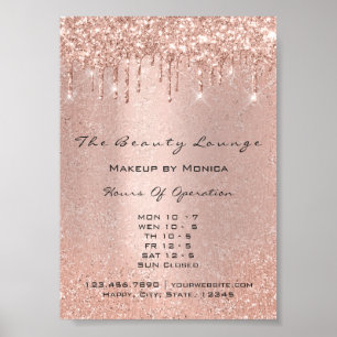 Poster Heures d'ouverture Salon Rose à goutte Prix