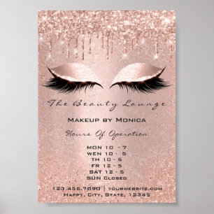 Poster Heures d'ouverture Salon Rose Parties scintillant