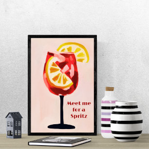 Poster Heureuse Heure de Cocktail Italien Vintage Rétro C