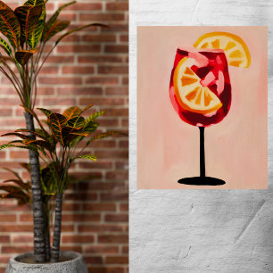 Poster Heureuse Heure Italienne Cocktail Vintage Rétro Ab