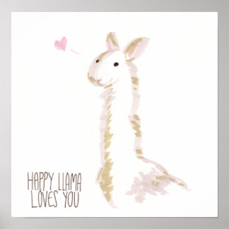 Poster Heureuse Llama t'aime