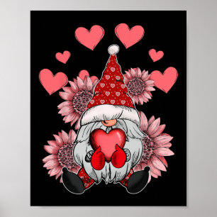 Poster Heureuse Sainte-Valentin Gnome Avec Tournesol Léop
