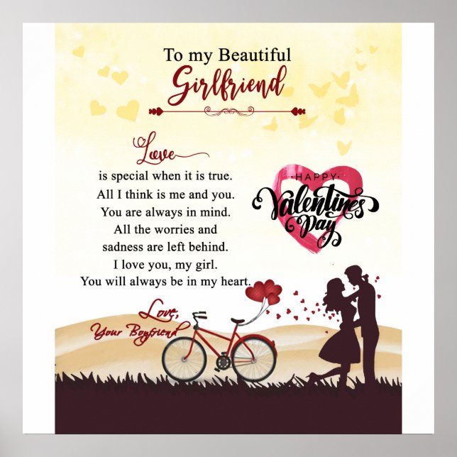 Poster Heureuse Sainte-Valentin Ma belle amie (Devant)