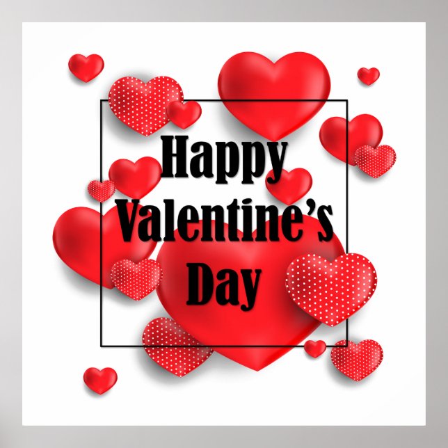 Poster Heureuse Sainte-Valentin Red Love Hearts | Vacance (Devant)