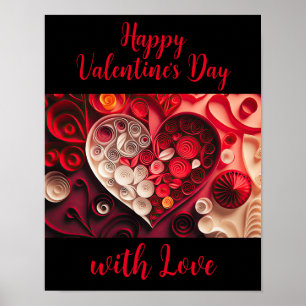 Poster Heureuse Sainte-Valentin Red Pink Hearts Télécharg