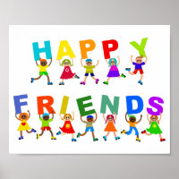 Heureux amis mignon dessin Divers enfants Texte