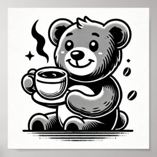 Poster Heureux avec le café