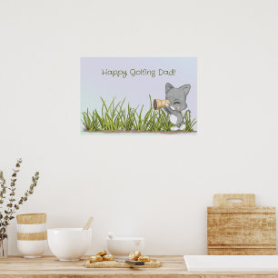 Poster Heureux Golfing papa Fête des pères amusante