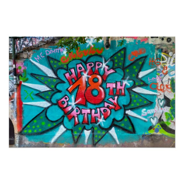 Poster Heureux Graffiti du 18ème anniversaire (Devant)