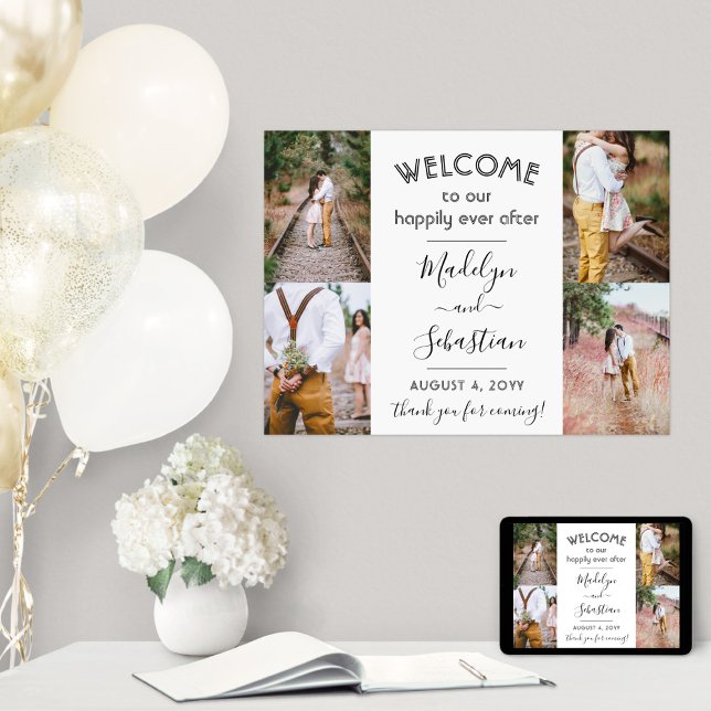 Poster Heureux Jamais Après 6 Photo Collage Mariage Bienv (Créateur téléchargé)