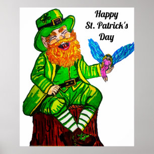 POSTER HEUREUX LEPRECHAUN ET AMI FAIRY