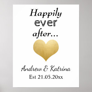 Poster Heureux toujours après Faux Gold Foil Mariage de