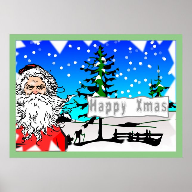 POSTER "HEUREUX XMAS" SANTA CLAUS (Devant)