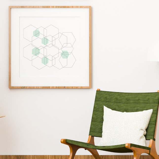 Poster Hexagones géométriques minimalistes modernes du mi (Créateur téléchargé)