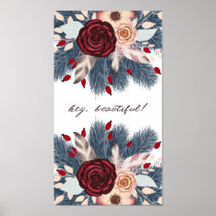 Poster Hey belle florale de Noël