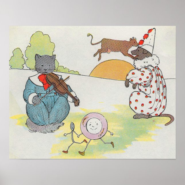 Poster Hey Diddle Diddle The Cat and Fiddle Rhyme (Devant)