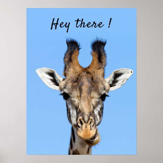 Poster Hey là drôle Giraffe photo avec texte (Devant)