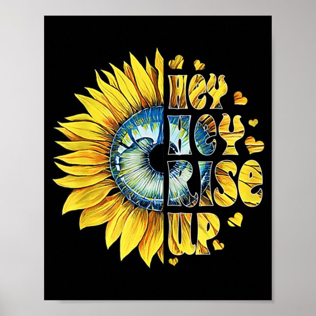 Poster Hey Rise Up Ukraine tournesol paix pour l'Ukraine (Devant)