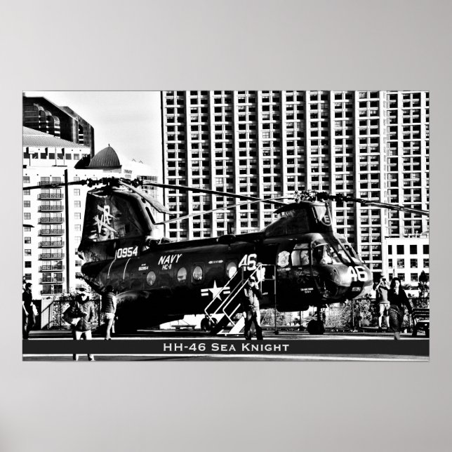 Poster HH-46 Sea Knight ~ Hélicoptère militaire américain (Devant)