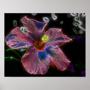 Poster Hibiscus électrique Abstrait Flower Art