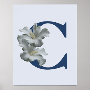 Poster Hibiscus Fleur Monogramme C initial