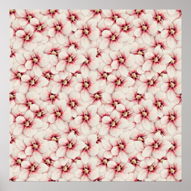 Poster Hibiscus fleurs sans couture motif (Devant)