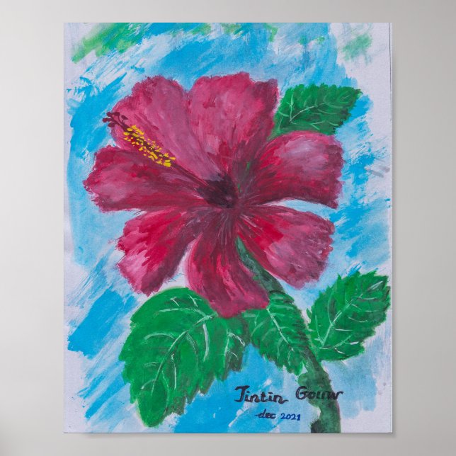 Poster hibiscus rouge (Devant)