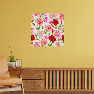 Poster Hibiscus tropicaux et Plumeria motif floral