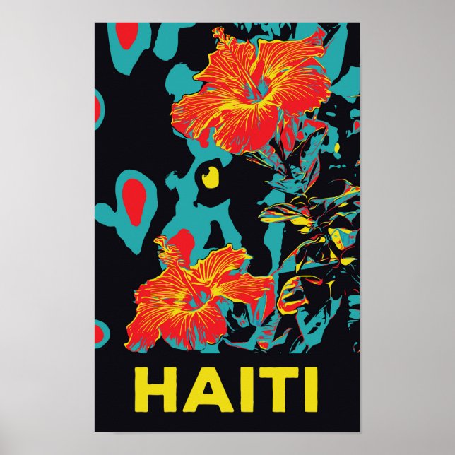 Poster Hibiscus typique des caraïbes d'Haïti (Devant)