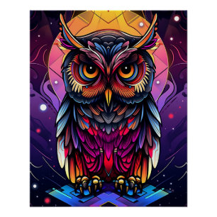 Poster hibou coloré Abstrait