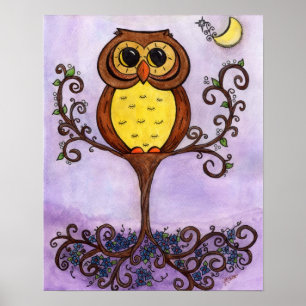 Poster Hibou dans un arbre