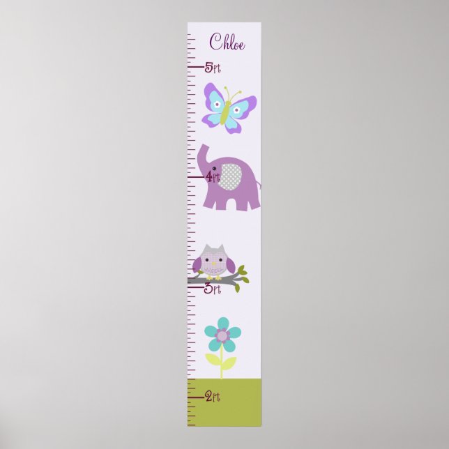 Poster Hibou, Elephant Nursery Graphique de croissance Ga (Devant)