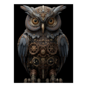 Poster Hibou Mécanique Orné