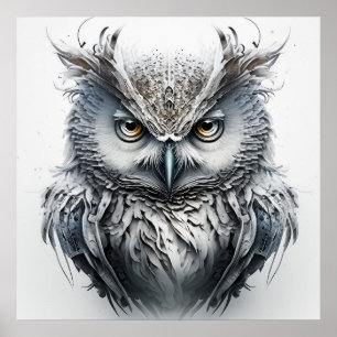 Poster Hibou Portrait Animal Peinture Faune Extérieur Art