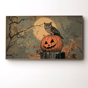 Poster Hibou Vintage sur Citrouille de Halloween