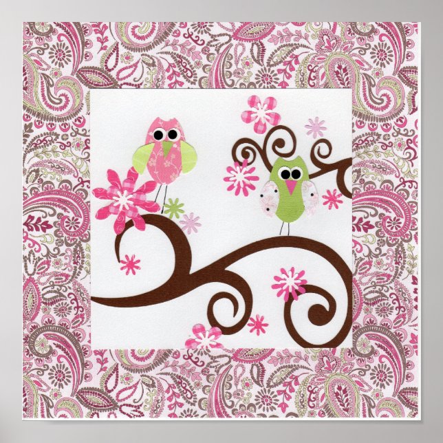 Poster Hiboux Paisley (Devant)