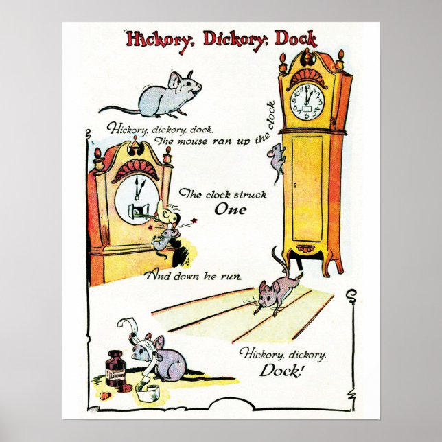 Poster "Hickory Dickory Dock" de Nursery Rhyme (Devant)