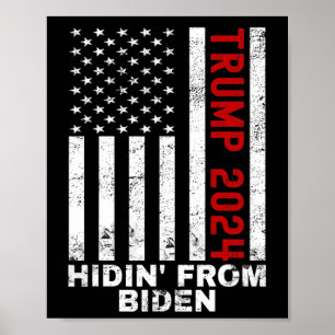 Poster Hidin De Biden Enfants Hommes Trump Drapeau Anti J