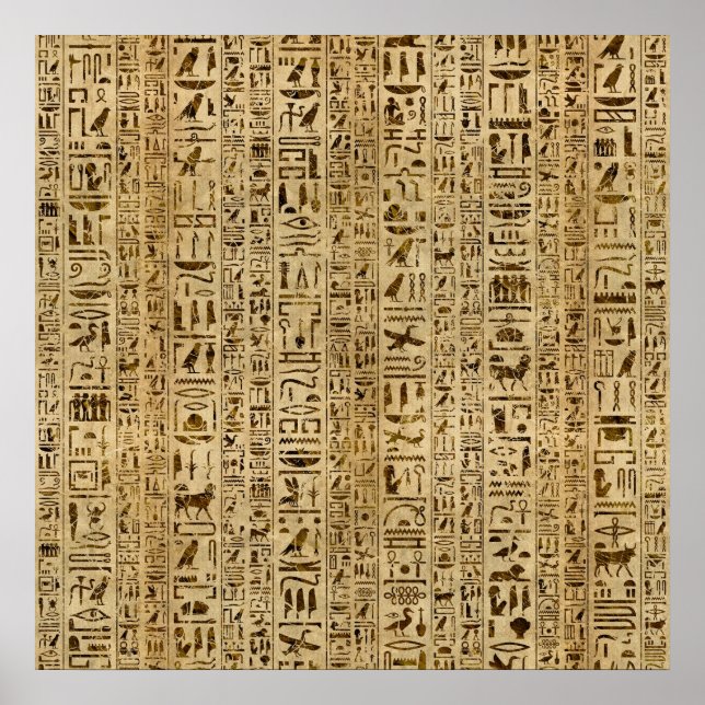 Poster Hiéroglyphes égyptiens sur papyrus (Devant)