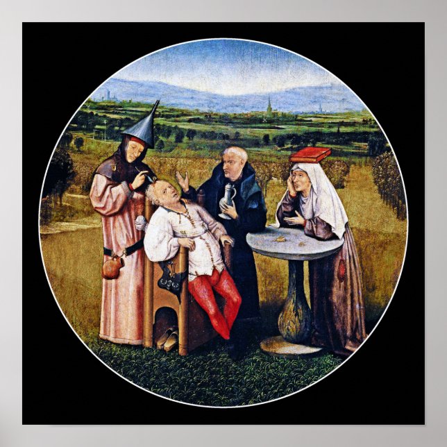 Poster Hieronymous Bosch - Extraction de la pierre de fol (Devant)