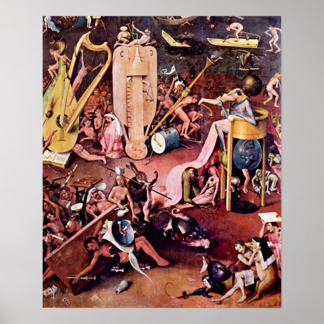 Poster Hieronymus Bosch-Le Jardin de l'Enfer, détail (Devant)