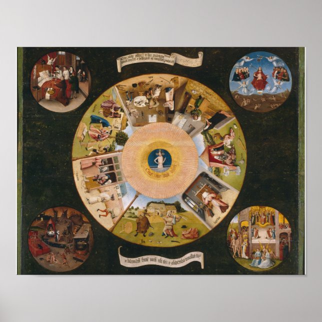 Poster Hiéronymus Bosch - Les Sept Péchés Mortels Et Le F (Devant)