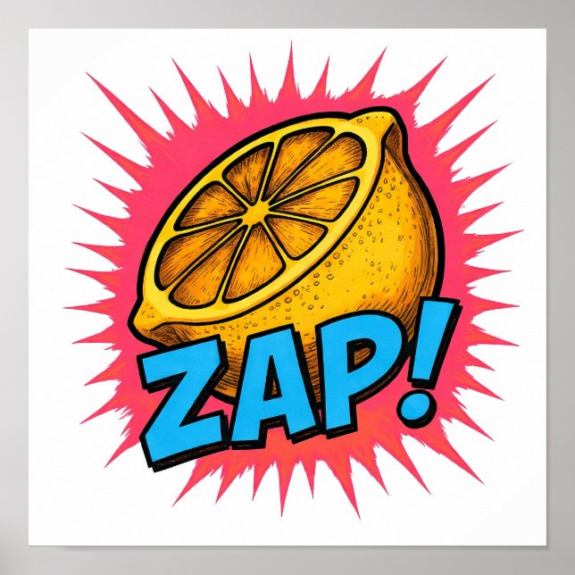 Poster High Contrast Flat Color Graphic: Zealous Zapping  (Devant)