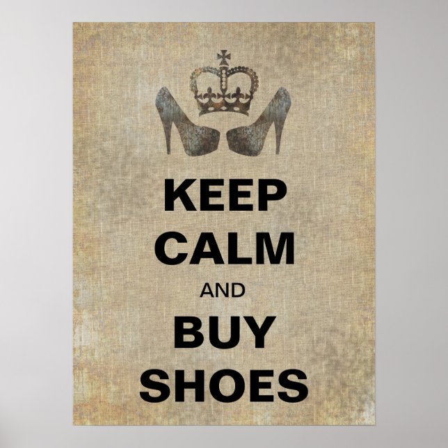 Poster High Fashion Keep Calm and Acheter Chaussures Drôl (Devant)