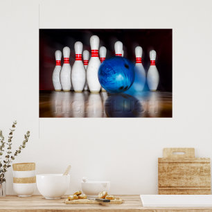 Poster High Flush, Bowling Ball Strike, Bowling Art