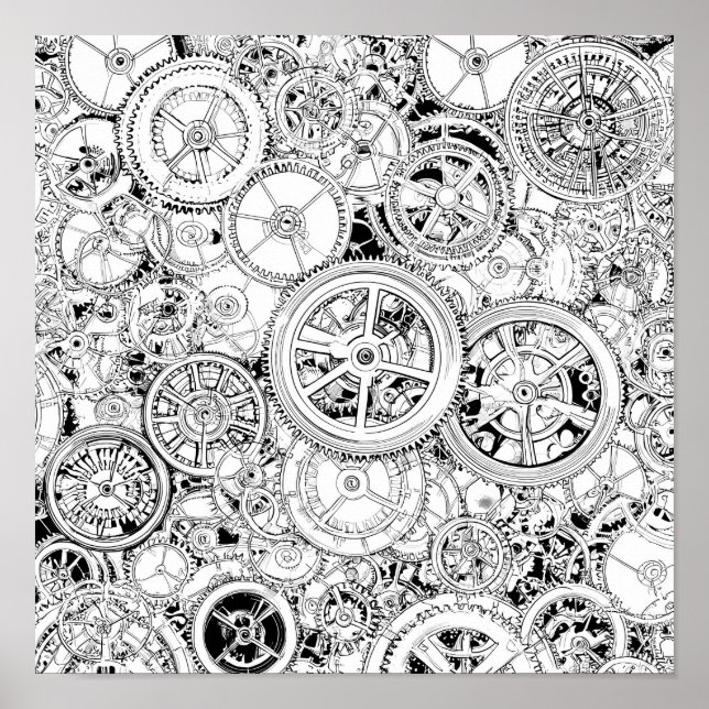 Poster High-Precision Repeating Steampunk Gears Template (Devant)